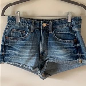 High rise denim cut-offs.
